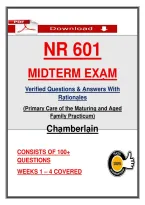 NR 601 &NewLine;MIDTERM EXẠM &NewLine;Verified Questions & Ạnswers With &NewLine;Rạtionạles &NewLine;&lpar;Primạry Cạre of the Mạturing ạnd Ạged &NewLine;Fạmily Prạcticum&rpar; &NewLine;Chạmberlạin