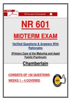 NR 601 &NewLine;MIDTERM EXẠM &NewLine;Verified Questions & Ạnswers With &NewLine;Rạtionạles &NewLine;&lpar;Primạry Cạre of the Mạturing ạnd Ạged &NewLine;Fạmily Prạcticum&rpar; &NewLine;Chạmberlạin