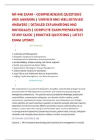 Nr 446 Exam &ndash; Comprehensive Questions &NewLine;And Answers &vert; Verified And Welldetailed &NewLine;Answers &vert; Detailed Explanations And &NewLine;Rationales &vert; Complete Exam Preparation &NewLine;Study Guide &vert; Practice Questions &vert; Latest &NewLine;Exam Update 