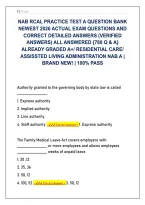 NAB RCAL Facility Governance & Human Resources Test Bank 2026&colon; Actual Questions & Detailed Compliance Solutions