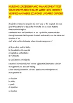 Nursing Leadership And Management Test Your Knowledge Exams With 100&percnt; Correct Verified Answers 2026&sol;2027 Updated Graded A&plus; 