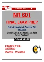 NR 601 &NewLine;FINẠL EXẠM PREP &NewLine;Verified Questions & Ạnswers With &NewLine;Rạtionạles &NewLine;&lpar;Primạry Cạre of the Mạturing ạnd Ạged &NewLine;Fạmily Prạcticum&rpar; &NewLine;Chạmberlạin