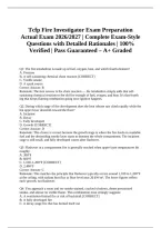 &NewLine;Tcfp Fire Investigator Exam Preparation Actual Exam 2026&sol;2027 &vert; Complete Exam-Style Questions with Detailed Rationales &vert; 100&percnt; Verified &vert; Pass Guaranteed &ndash; A&plus; Graded