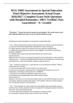 WGU D003 Assessment in Special Education Final Objective Assessment Actual Exam 2026&sol;2027 &vert; Complete Exam-Style Questions with Detailed Rationales &vert; 100&percnt; Verified &vert; Pass Guaranteed &ndash; A&plus; Graded