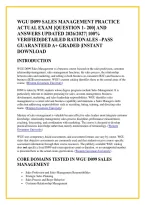 Wgu D099 Sales Management Practice &NewLine;Actual Exam &lbrack;Question 1- 200&rsqb; And &NewLine;Answers Updated 2026&sol;2027&vert; 100&percnt; &NewLine;Verified&vert;Detailed Rationales &ndash;Pass &NewLine;Guaranteed A&plus; Graded &vert;Instant &NewLine;Download 
