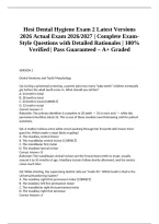 &NewLine;Hesi Dental Hygiene Exam 2 Latest Versions 2026 Actual Exam 2026&sol;2027 &vert; Complete Exam-Style Questions with Detailed Rationales &vert; 100&percnt; Verified &vert; Pass Guaranteed &ndash; A&plus; Graded