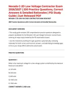 Nevada C-2D Low Voltage Contractor Exam 2026&sol;2027 &vert; 200 Practice Questions&comma; Correct Answers & Detailed Rationales &vert; PSI Study Guide &vert; Just Released PDF