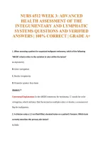 Nurs 6512 Week 3&colon; Advanced&NewLine;Health Assessment Of The&NewLine;Integumentary And Lymphatic&NewLine;Systems Questions And Verified&NewLine;Answers &vert; 100&percnt; Correct &vert; Grade A&plus;