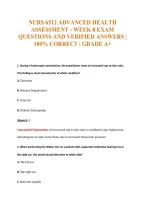 Nurs 6512 Advanced Health&NewLine;Assessment - Week 8 Exam&NewLine;Questions And Verified Answers &vert;&NewLine;100&percnt; Correct &vert; Grade A&plus;