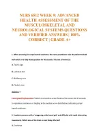 Nurs 6512 Week 9&colon; Advanced&NewLine;Health Assessment Of The&NewLine;Musculoskeletal And&NewLine;Neurological Systems Questions&NewLine;And Verified Answers &vert; 100&percnt;&NewLine;Correct &vert; Grade A&plus;