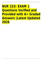 NUR 223 Exam 1 Questions & Verified Answers &vert; Nutrition in Nursing&comma; Nutrition Care Process&comma; Medical Nutrition Therapy&comma; Malnutrition Screening&comma; Dietary Assessment&comma; Food Choices&comma; Food Safety & Nutrient-Dense Foods &vert; Updated 2026&sol;2027 &vert; Instant Download&NewLine;