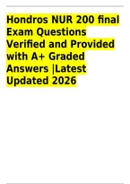 Hondros NUR 200 Final Exam Questions & Verified Answers &vert; Nursing Fundamentals&comma; Maslow&rsquo;s Hierarchy&comma; Nursing Ethics&comma; Patient Assessment&comma; Nurse Practice Act&comma; Scope of Practice&comma; Benner&rsquo;s Novice to Expert & Patient Cues &vert; Updated 2026&sol;2027 &vert; Instant Download