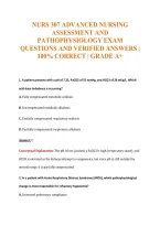 Nurs 307 Advanced Nursing&NewLine;Assessment And&NewLine;Pathophysiology Exam&NewLine;Questions And Verified Answers &vert;&NewLine;100&percnt; Correct &vert; Grade A&plus;