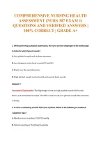 Comprehensive Nursing Health&NewLine;Assessment &lpar;Nurs 307 Exam 1&rpar;&NewLine;Questions And Verified Answers &vert;&NewLine;100&percnt; Correct &vert; Grade A&plus;