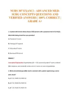 Nurs 307 Exam 2 - Advanced Med-&NewLine;Surg Concepts Questions And&NewLine;Verified Answers &vert; 100&percnt; Correct &vert;&NewLine;Grade A&plus;