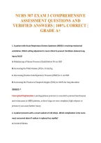 Nurs 307 Exam 3 Comprehensive&NewLine;Assessment Questions And&NewLine;Verified Answers &vert; 100&percnt; Correct &vert;&NewLine;Grade A&plus;