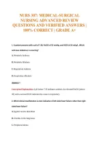Nurs 307&colon; Medical-Surgical&NewLine;Nursing Advanced Review&NewLine;Questions And Verified Answers &vert;&NewLine;100&percnt; Correct &vert; Grade A&plus;