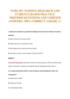 Nurs 307&colon; Nursing Research And&NewLine;Evidence-Based Practice&NewLine;Midterm Questions And Verified&NewLine;Answers &vert; 100&percnt; Correct &vert; Grade A&plus;