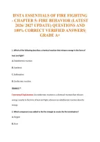 Ifsta Essentials Of Fire Fighting&NewLine;- Chapter 5&colon; Fire Behavior &lpar;Latest&NewLine;2026&sol; 2027 Update&rpar; Questions And&NewLine;100&percnt; Correct Verified Answers&vert;&NewLine;Grade A&plus;