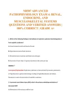 Nr507 Advanced&NewLine;Pathophysiology Exam 4&colon; Renal&comma;&NewLine;Endocrine&comma; And&NewLine;Musculoskeletal Systems&NewLine;Questions And Verified Answers &vert;&NewLine;100&percnt; Correct &vert; Grade A&plus;