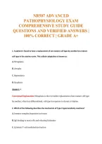 Nr507 Advanced&NewLine;Pathophysiology Exam&NewLine;Comprehensive Study Guide&NewLine;Questions And Verified Answers &vert;&NewLine;100&percnt; Correct &vert; Grade A&plus;