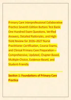 Primary Care Interprofessional Collaborative &NewLine;Practice Seventh Edition Buttaro Test Bank&colon; &NewLine;One Hundred Exam Questions&comma; Verified &NewLine;Answers&comma; Detailed Rationales&comma; and High&NewLine;Yield Review for 2026&ndash;2027 Nurse &NewLine;Practitioner Certification&comma; Course Exams&comma; &NewLine;and 
