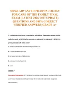 Nr566 Advanced Pharmacology&NewLine;For Care Of The Family Final&NewLine;Exam &lpar;Latest 2026&sol; 2027 Update&rpar;&NewLine;Questions And 100&percnt; Correct&NewLine;Verified Answers&vert; Grade A&plus;