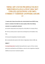 Nr566 Advanced Pharmacology&NewLine;Midterm Exam &lpar;Latest 2026&sol; 2027&NewLine;Update&rpar; Questions And 100&percnt;&NewLine;Correct Verified Answers&vert; Grade&NewLine;A&plus;