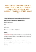 Nr566 Advanced Pharmacology&NewLine;Exam 2 Practice &lpar;Latest 2026&sol; 2027&NewLine;Update&rpar; Questions And 100&percnt;&NewLine;Correct Verified Answers&vert; Grade&NewLine;A&plus;