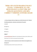 Nr566 Advanced Pharmacology&NewLine;Exam 3 - Endocrine&comma; Gi&comma; And&NewLine;Hematology &lpar;Latest 2026&sol; 2027&NewLine;Update&rpar; Questions And 100&percnt;&NewLine;Correct Verified Answers&vert; Grade&NewLine;A&plus;