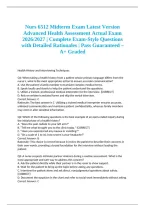&NewLine;Nurs 6512 Midterm Exam Latest Version Advanced Health Assessment Actual Exam 2026&sol;2027 &vert; Complete Exam-Style Questions with Detailed Rationales &vert; Pass Guaranteed &ndash; A&plus; Graded