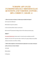 Nurs6501 Advanced&NewLine;Pathophysiology Midterm Exam&NewLine;Questions And Verified Answers &vert;&NewLine;100&percnt; Correct &vert; Grade A&plus;