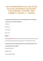 Nsg 530 Midterm Exam&colon; Advanced&NewLine;Health Assessment Questions&NewLine;And Verified Answers &vert; 100&percnt;&NewLine;Correct &vert; Grade A&plus; - Wilkes