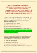 CPXP &lpar;CERTIFIED PATIENT EXPERIENCE PROFESSIONAL&rpar; EXAMS NEWEST 2026 PACKAGE DEAL&vert; DIFFERENT VERSIONS WITH COMPLETE 1000 REAL EXAM QUESTIONS AND CORRECT VERIFIED ANSWERS&sol; ALREADY GRADED A&plus;&vert; CPXP EXAM PREP &lpar;MOST RECENT&excl;&excl;&rpar; 