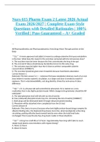 &NewLine;Nurs 615 Pharm Exam 2 Latest 2026 Actual Exam 2026&sol;2027 &vert; Complete Exam-Style Questions with Detailed Rationales &vert; 100&percnt; Verified &vert; Pass Guaranteed &ndash; A&plus; Graded