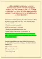 Calp &lpar;Certified Apartment Leasing Professional&rpar; Exam And Practice Exam Newest 2026&sol; 2027 Test Bank&vert; Calp Exam Prep With Complete 300 Real Exam Questions And Correct Verified Answers&sol; Already Graded A&plus; &lpar;Most Recent&excl;&excl;&rpar; 