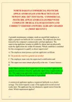 North Dakota Commercial Pesticide Applicators Exam And Practice Exam Newest 2026&sol; 2027 Test Bank&vert; Commercial Pesticide Applicators Exam Prep With Complete 300 Real Exam Questions And Correct Verified Answers&sol; Already Graded A&plus; &lpar;Most Recent&excl;&excl;&rpar; 