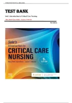 Test Bank for Sole's Introduction to Critical Care Nursing 9th Edition by Mary Beth Flynn Makic & Lauren T&period; Morata &ndash; Complete Questions & Answers with Rationales
