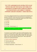 Nyc City Assessor Exam And Practice Exam Newest 2026&sol; 2027 Test Bank&vert; New York City Assessor Exam Prep With Complete 300 Real Exam Questions And Correct Verified Answers&sol; Already Graded A&plus; &lpar;Most Recent&excl;&excl;&rpar; 