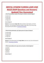 DENTAL HYGIENE FLORIDA LAWS AND RULES EXAM Questions and Answers&vert; Updated&vert; Pass Guaranteed