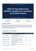 APEA 3P High Stakes Exam 2026&sol;2027 Updated Exam Questions and Verified Answers