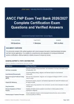 ANCC FNP Exam Test Bank 2026&sol;2027 Complete Certification Exam Questions and Verified Answers