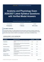 Anatomy and Physiology Exam 2026&sol;2027 Latest Syllabus Questions with Verified Model Answers