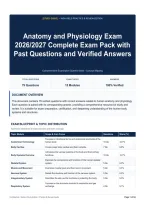 Anatomy and Physiology Exam 2026&sol;2027 Complete Exam Pack with Past Questions and Verified Answers