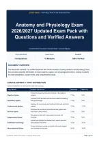 Anatomy and Physiology Exam 2026&sol;2027 Updated Exam Pack with Questions and Verified Answers