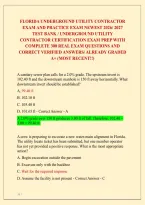 Florida Underground Utility Contractor Exam And Practice Exam Newest 2026&sol; 2027 Test Bank&vert; Underground Utility Contractor Certification Exam Prep With Complete 300 Real Exam Questions And Correct Verified Answers&sol; Already Graded A&plus; &lpar;Most Recent&excl;&excl;&rpar; 