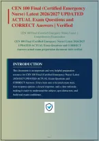 Cen 100 Final Certified Emergency Nurse Latest 2026 Updated Actual Exam Questions And Correct Answers With Rationales&vert; Instant Download