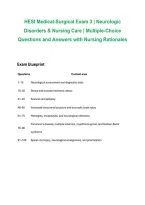 HESI Medical-Surgical Exam 3&colon; Neurologic Disorders & Nursing Care &ndash; Multiple-Choice Practice Questions&comma; Answers & Detailed Nursing Rationales &vert; 2026&sol;2027 Study Guide