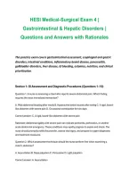 HESI Medical-Surgical Exam 4&colon; Gastrointestinal & Hepatic Disorders &ndash; Practice Questions&comma; Answers & Detailed Nursing Rationales &vert; 2026&sol;2027 Study Guide