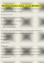 Pharmacology Final Exam Review &lpar;PDF&rpar; &vert; Nursing Practice Questions&comma; Answers & Rationales